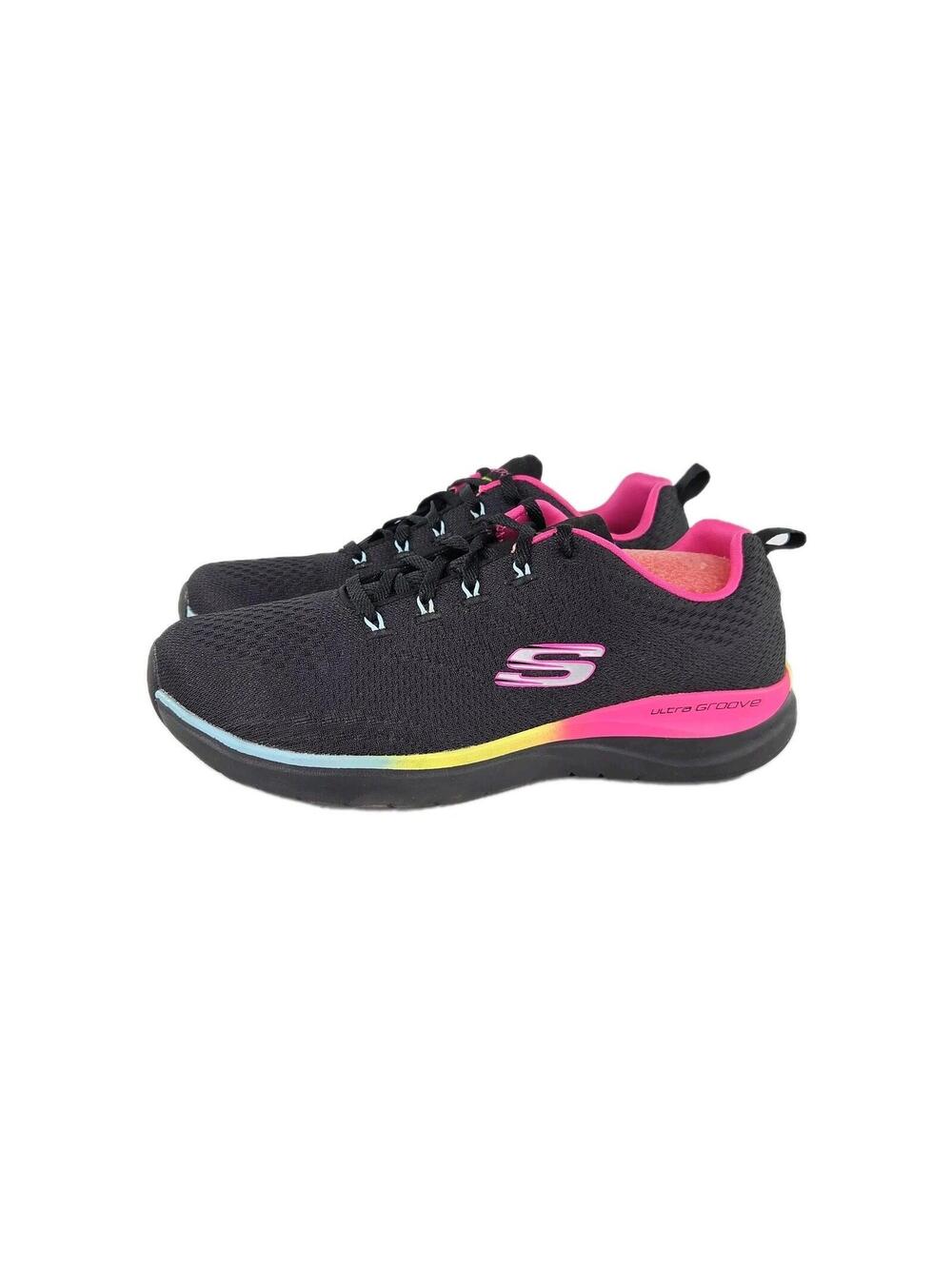 Skechers Women's Ultra Groove Pure sneakers US 8.5 Black Pink Sport Shoe